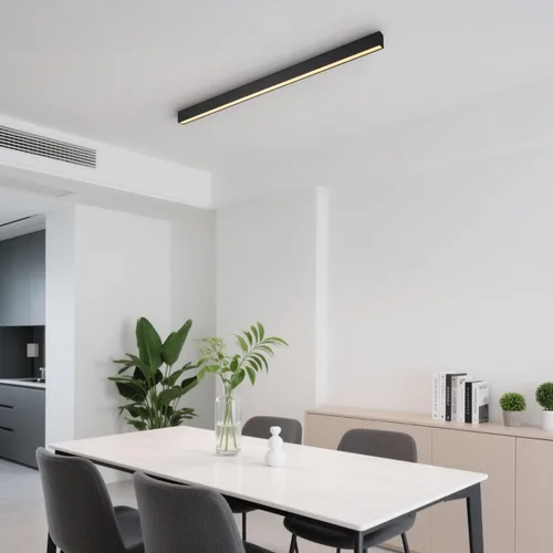 Miniatura 3 de Lámpara LED de techo negra, moderna y simple, instalación de superficie de techo de tira larga, adecuada para sala de estar, dormitorio, pasillo
