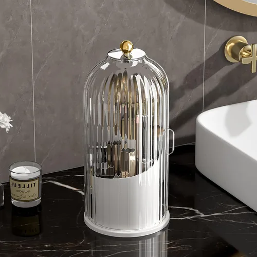 Miniatura 2 de Organizador de cuidado de la piel, organizador giratorio de 360 grados para brochas de maquillaje con tapa, organizador de brochas de maquillaje