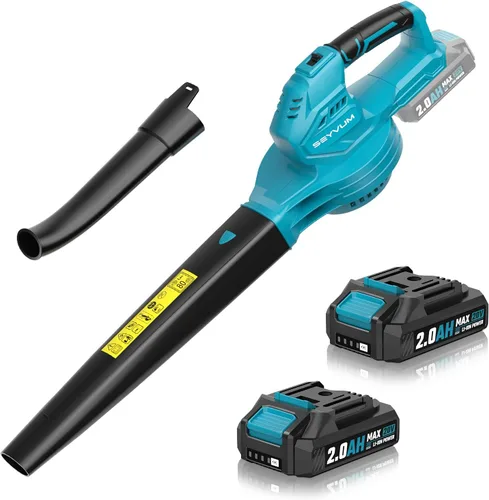 Miniatura 8 de SEYVUM Soplador de hojas, soplador inalámbrico de 20 V con batería de 2 x 2.0 Ah, soplador eléctrico de hojas para el cuidado del césped, soplador
