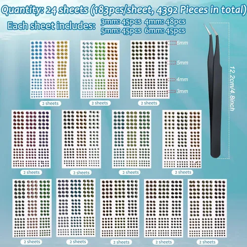 Miniatura 2 de Skylety Señuelo de pesca, ojos artificiales, 3D, calcomanías surtidas con 1 pinza para cebos de pesca, accesorio de bricolaje, 0.157 pulgadas, 0.257