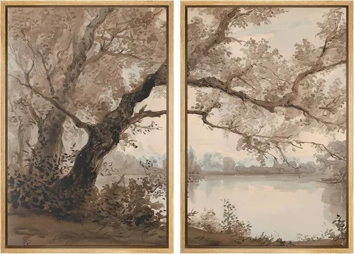 Miniatura 63 de MUDECOR Impresión en Lienzo Enmarcado Arte de Pared Anillos de Árbol de Madera de Roble Ilustración de la Naturaleza Arte Moderno Decorativo