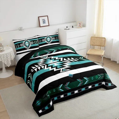 Miniatura 5 de Feelyou Southwest Native Juego de Ropa de Cama para Niños y Niñas Juego de Edredón Geométrico del Suroeste Tamaño Twin Edredón Tribal Decoración