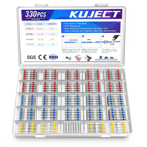 Miniatura 8 de Kuject 200 PCS Conectores Termorretráctiles de Sellado de Soldadura a Tope, Kit de Conectores de Cable Impermeables Terminales Eléctricos, Conector