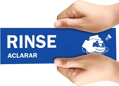 Miniatura 3 de Etiquetas para fregadero de lavar, enjuagar y desinfectar – 2.75 x 9 pulgadas – También incluye letrero de lavado a mano únicamente – Señales