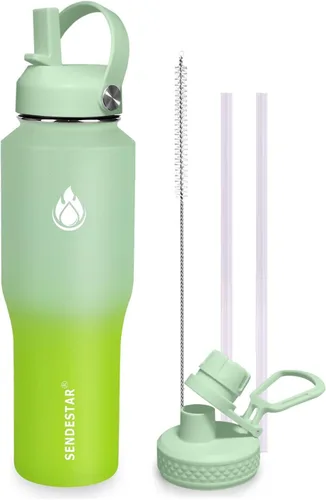 Miniatura 25 de SENDESTAR Botella de agua de acero inoxidable de 40 onzas (fría durante 48 horas, caliente durante 24 horas), botella aislada al vacío de doble Gris
