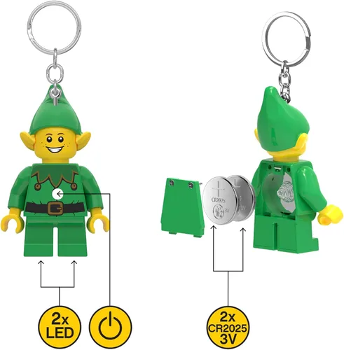 Miniatura 6 de LEGO Minifigure - Llavero de luz grande de 3 pulgadas de alto, elfo navideño (KE181H), regalo de vacaciones, relleno de calcetines