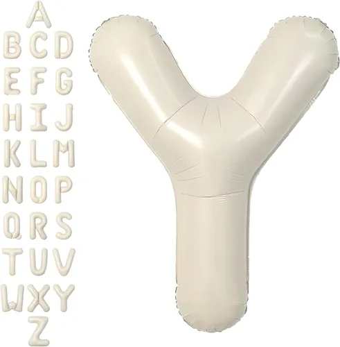 Miniatura 26 de SUWEN Globos de helio grandes de 102 cm (40 pulgadas) con letra S en color crema. Globos grandes de papel de aluminio con letra en helio, de A a Z.