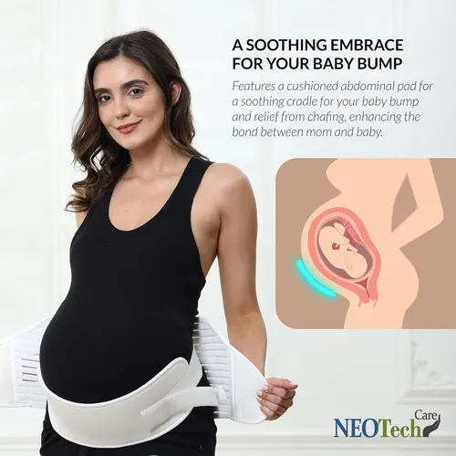Miniatura 26 de NeoTech Care Cinturón de maternidad para embarazo, soporte para espalda, abdomen, cintura, pelvis (talla L, color marfil)