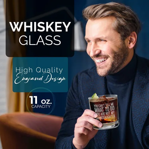 Miniatura 2 de shop4ever Vaso de whisky grabado con texto en inglés "You Can't Tell Me What To Do You Are Not My Granddaughter - Regalo para el Día del Padre