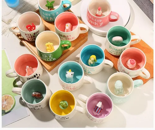 Miniatura 6 de Arawat Bonita taza de café de alpaca con interior de alpacas divertido estampado de alpaca, tazas de café de 11.8 fl oz con cuchara, tazas de té