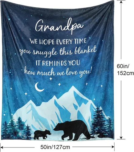 Miniatura 3 de Manta para abuelo de 50 x 60 pulgadas, para abuelos de hija o hijo, manta de forro polar suave para regalos de nietos, cumpleaños cálido, regalos