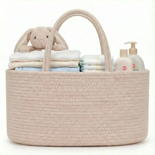 Miniatura 11 de Organizador de pañales de bebé pequeño de lujo – Cubo de almacenamiento para niños y niñas – Bolsa grande y organizador de vehículo con inserciones