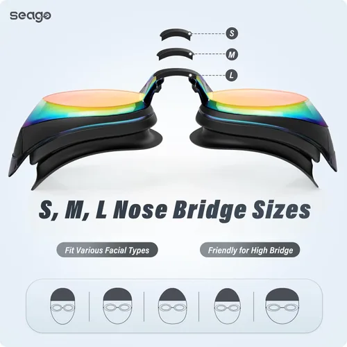 Miniatura 4 de Seago 2 Pack Swimming Goggles Anti-fog Anti-UV Silicone Swim Goggles Adult Women Men Rosa y doradoPINK & GOLD)