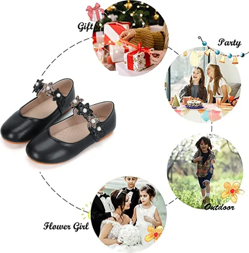 Miniatura 5 de Zapatos de vestir para niñas, zapatos de princesa con purpurina, zapatos de ballet brillantes para boda, fiesta de boda, tacón bajo con lazo
