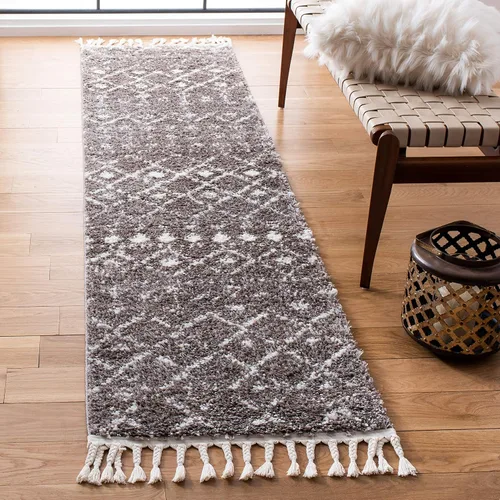 Miniatura 12 de SAFAVIEH Berber Fringe Shag Collection - Alfombra decorativa de 2 pies 2 pulgadas x 4 pies, color crema y gris oscuro, diseño que no desprende