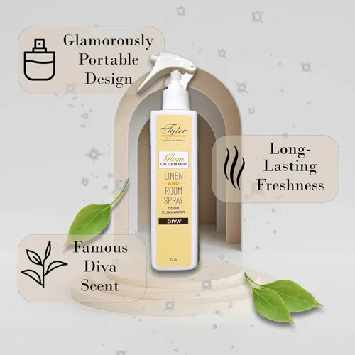 Miniatura 3 de Tyler Glam on Demand - Spray para Ropa de Cama y Habitación Aroma Diva Paquete de 2 - Paquete de Ambientador y Eliminador de Olores con Bolígrafo