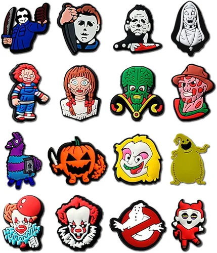 Miniatura 8 de hunanzhongyi Lote de 50 dijes para zapatos de película de terror dijes para zapatos de Halloween para adolescentes niños niñas hombres y mujeres