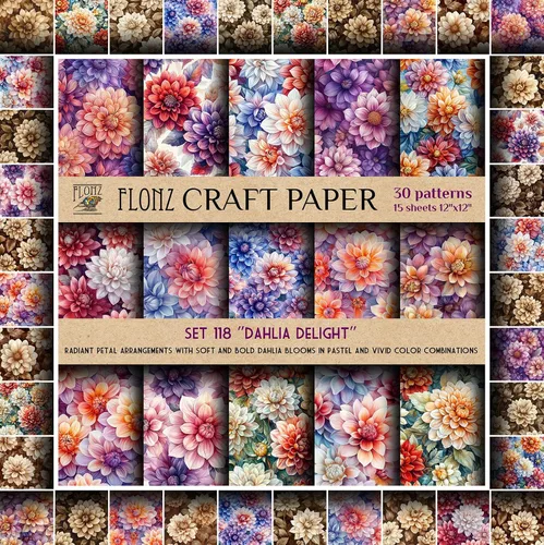 Miniatura 7 de FLONZ Papel de álbum de recortes (30 patrones de 12 x 12 pulgadas) Tranquil Garden Retreat ~ Paisajes de jardín japonés de acuarela con flores