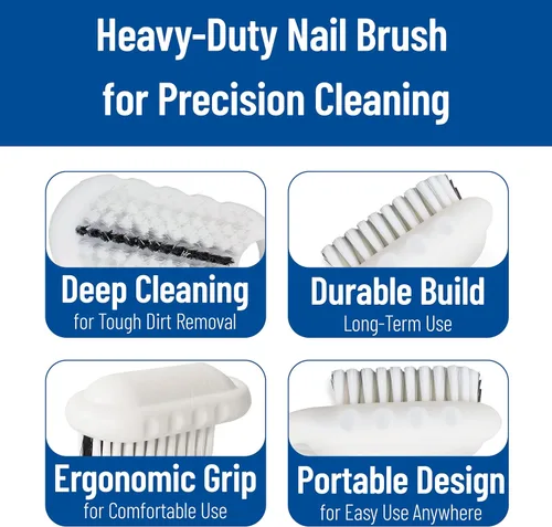 Miniatura 4 de Cepillo exfoliante para uñas SPARTA de grado comercial, cepillo resistente para manos y uñas con cerdas rígidas para jardineros, mecánicos y Blanco