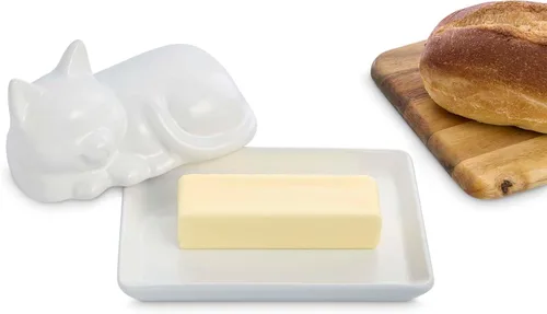 Miniatura 4 de HIC Kitchen Mantequillera para gatos con tapa, porcelana fina