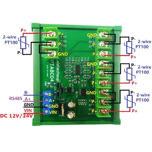 Miniatura 7 de 4ch 500 Celsius PT100 Thermocouple RTD emperature Sensor RS485 Temperature Sensor Module Modbus RTU Board Paperless Recorder (A 12V with Rail Box)