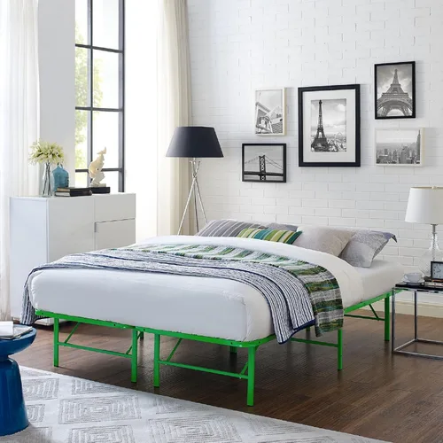 Modway Horizon armazón de cama, de acero inoxidable, portátil y plegable, para colchones, sustituye el somier, variedad de colores. Tamaños: Twin,