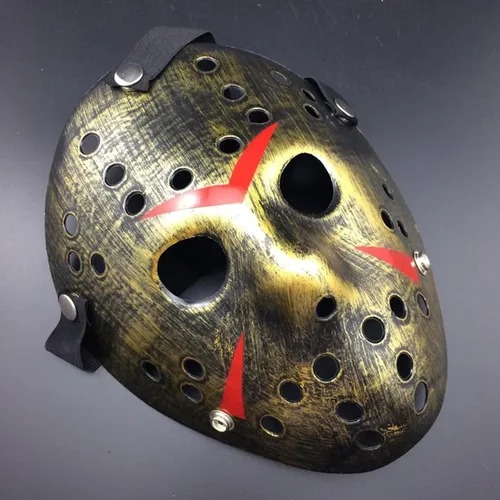 Miniatura 2 de JOYFISCO Máscara de Halloween Máscara de hockey de terror Máscara de fiesta de disfraces de Halloween Props Máscara de disfraz para cosplay Oro