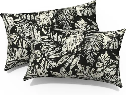 Miniatura 21 de Juego de 2 almohadas para exteriores de 16 x 16 pulgadas, repelentes al agua con interiores, para muebles de patio, hogar, jardín, geometría bohemia