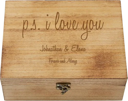Miniatura 27 de Let's Make Memories Caja de recuerdos de madera personalizada con tapa con bisagras, caja de recuerdos de madera, almacenamiento decorativo