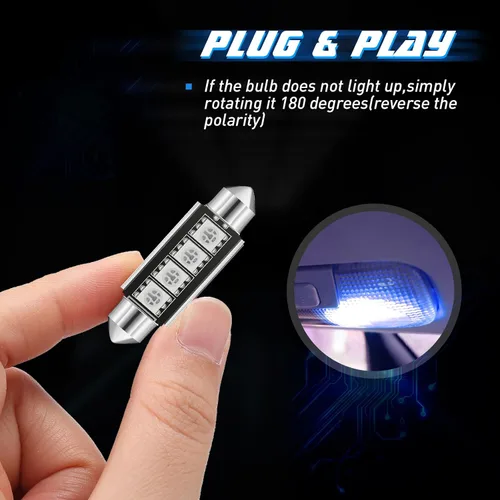 Miniatura 5 de Tallew Juego de 40 bombillas LED T10 para interiores de automóvil, 0.984 in, 1.024 in, 1.063 in, 1.260 in y 1.614 in, bombillas LED de repuesto