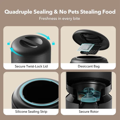 Miniatura 5 de PETLIBRO Comedero Automático para Gatos, Dispensador de Comida para Mascotas con Preservación de Frescura, Comederos Temporizados para Gatos