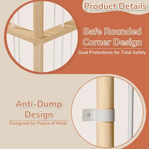 Miniatura 4 de AMBIRD Almacenamiento de animales de peluche, soporte de madera para zoológico, organizadores de juguetes grandes para niños, almacenamiento