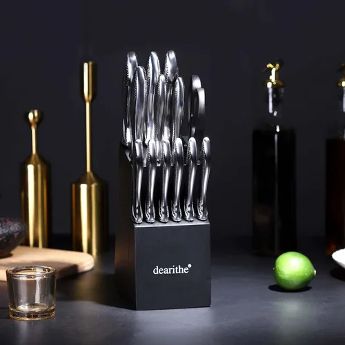 Miniatura 6 de Juego de cuchillos para cocina con bloque, juego de 14 piezas de bloque de cuchillos de acero inoxidable de alto carbono con afilador incorporado