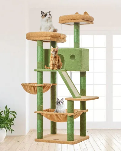 Miniatura 16 de Taoqimiao Árbol para gatos de 57.5 pulgadas, torre para gatos de interior para adultos, condominio extragrande para gatos, 8 postes rascadores