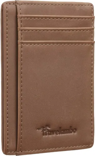 Travelambo - Cartera de piel minimalista con bolsillo frontal, tamaño mediano, cartela delgada, RFID (dispositivos de identificación por