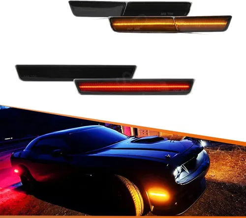 Miniatura 12 de ADIIL Luces de posición laterales LED de repuesto para Dodge Challenger SRT Widebody RT ámbar LED guardabarros delanteros OEM Fit Sidemarker Kit