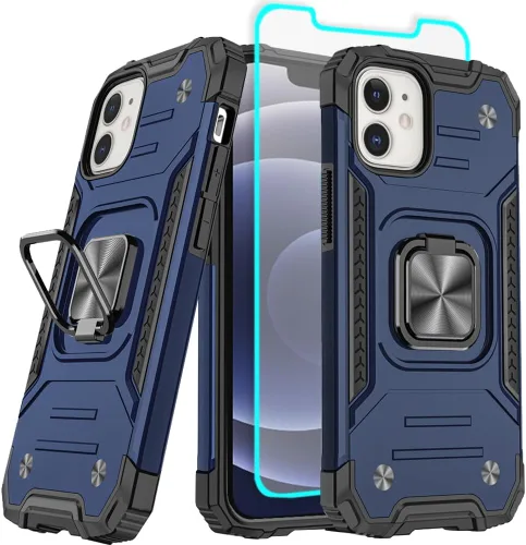 Miniatura 15 de HNHYGETE Funda para iPhone 12 / iPhone 12 Pro con protector de pantalla: [grado militar de 20 pies probada en caídas] anillo a prueba de golpes