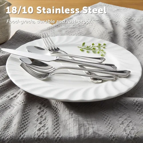 Miniatura 5 de Juego de cubiertos KINGSTONE, juego de 20 piezas de cubiertos de acero inoxidable 18/10 para 4, para cocina, hogar, boda, fiesta, pulido de espejo