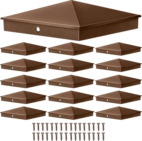 Miniatura 7 de Dunzy 1 tapa de aluminio pirámide de 6 x 6 pulgadas, cubiertas decorativas para postes de valla, funciona solo para fundas de metal de madera reales