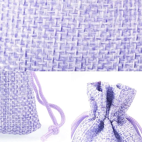 Miniatura 6 de Tvoip Paquete de 30 bolsas de arpillera con cordón, bolsas de regalo para bodas, fiestas y manualidades (morado claro, 4 x 5.5 pulgadas)