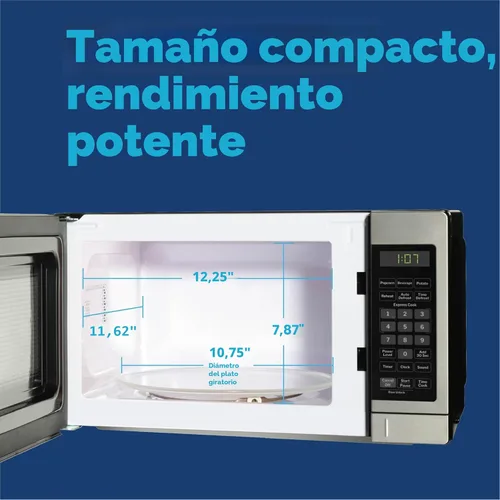 Miniatura 3 de Horno microondas compacto de GE para encimera, de 0.7 pies cúbicos, capacidad de 700 vatios, 6 configuraciones de cocción automática, tecnología