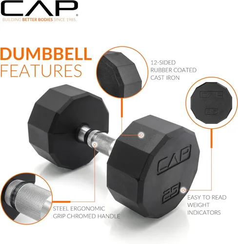 Miniatura 19 de CAP Barbell Juego de mancuernas hexagonales recubiertas de 150 libras con estante vertical Múltiples opciones Estante azul