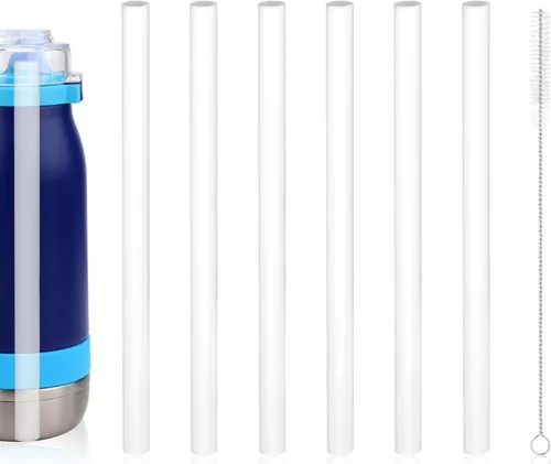 6 popotes de repuesto para copas Ello, popotes de plástico reutilizables con cepillo de limpieza para botella de agua Ello Emma de 14 onzas con