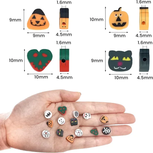 Miniatura 2 de 100 piezas de cuentas de arcilla polimérica Heishi espaciadoras mixtas, suministros para hacer pulseras, pendientes, collares de bricolaje