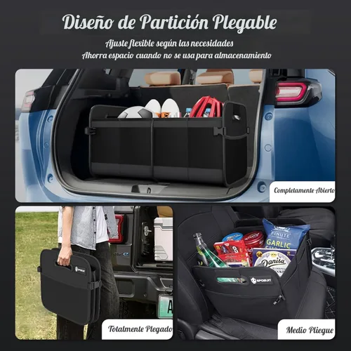 Miniatura 4 de Sposuit Organizador de maletero para automóvil, almacenamiento plegable de 70 litros con 11 bolsillos y asas reforzadas, organizadores de maletero