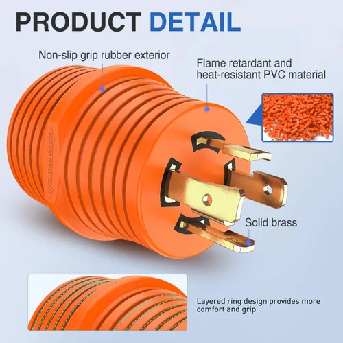 Miniatura 2 de Nilight Adaptador de corriente RV de 30 A a 30 A, enchufe de bloqueo de 4 clavijas, convertidor resistente de 125 voltios L14-30P a TT-30R 30 Amp
