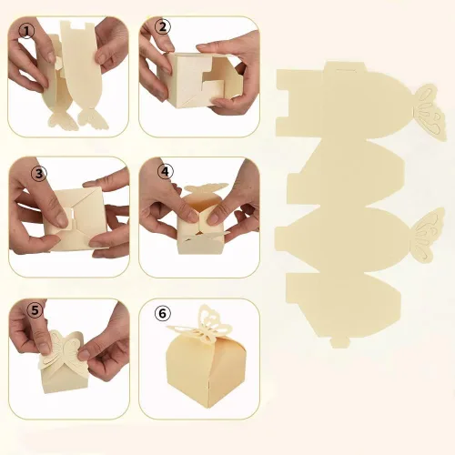 Miniatura 3 de KUPOO 50 cajas pequeñas de regalo de mariposa amarilla, caja de dulces para baby shower, cajas de regalo de mariposa pequeñas, regalos de fiesta