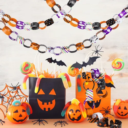 Miniatura 5 de ASTARON Cadenas de papel de Halloween de 300 enlaces, kit de manualidades de papel de Halloween para decoraciones espeluznantes de fiestas, 10