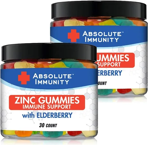 Absolute Immunity - Gomitas de ZINC y saúco, salud del sistema inmunológico, adultos y niños, 30 unidades, paquete de 2