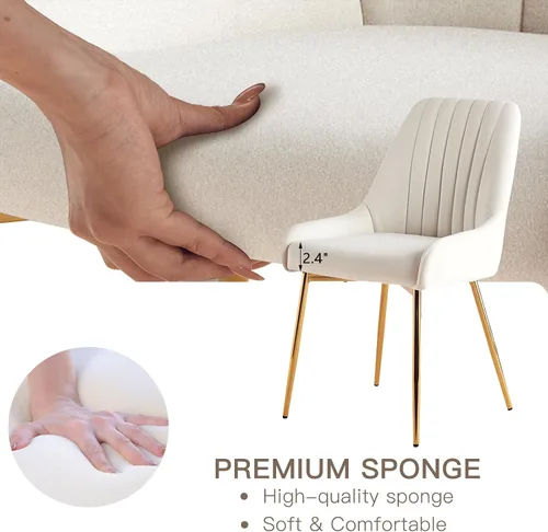 Miniatura 4 de ANOUR Juego de 4 sillas de comedor modernas de terciopelo, sillas de comedor tapizadas con patas de metal dorado, sillas laterales sin brazos